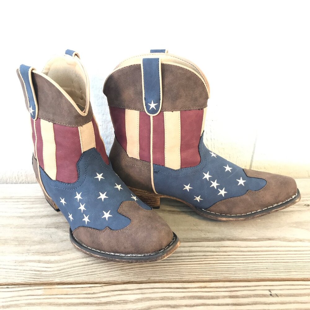 Roper Stars n Stripes Womens Western Ankle Boots 9.5  09-021-1567-2117